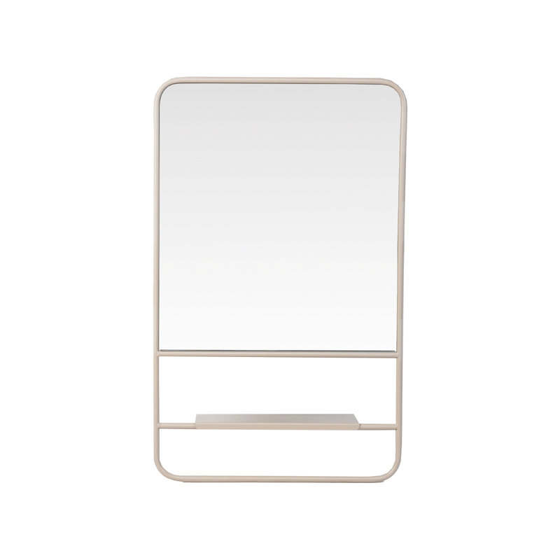 Miroir mural en métal avec 3 tablettes