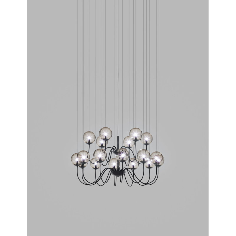 Puppet 18 - Light Chandelier, Smoky Transparent, Matte Black