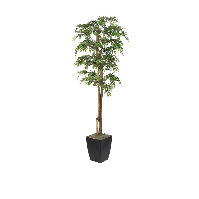 D & W Silks Faux Ruscus Tree Tree in Metal Planter | Perigold