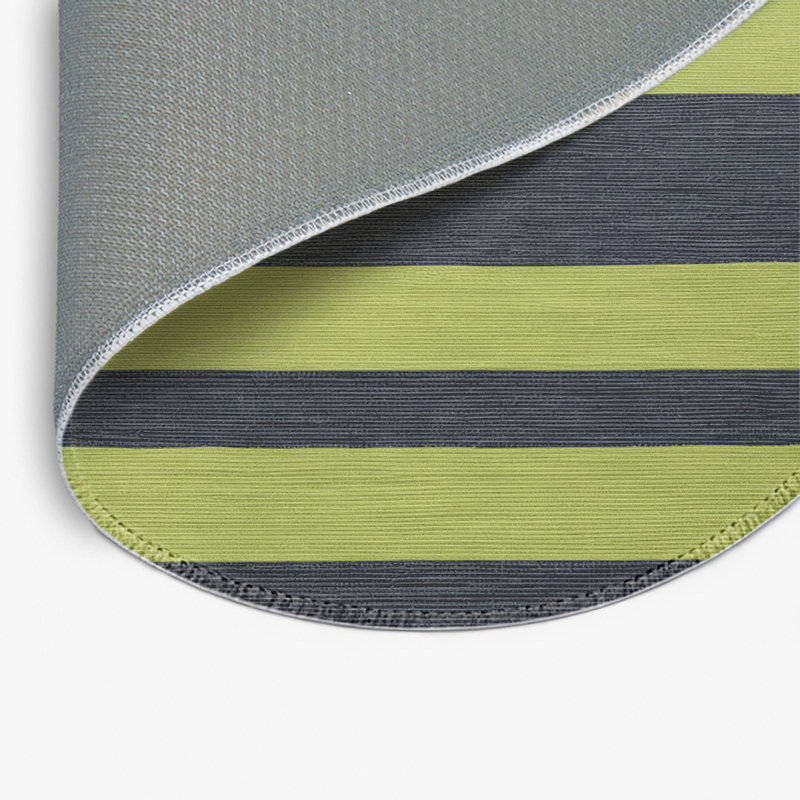 Tapis intérieur / extérieur vert HorizontalStripes, Rond 5 pi
