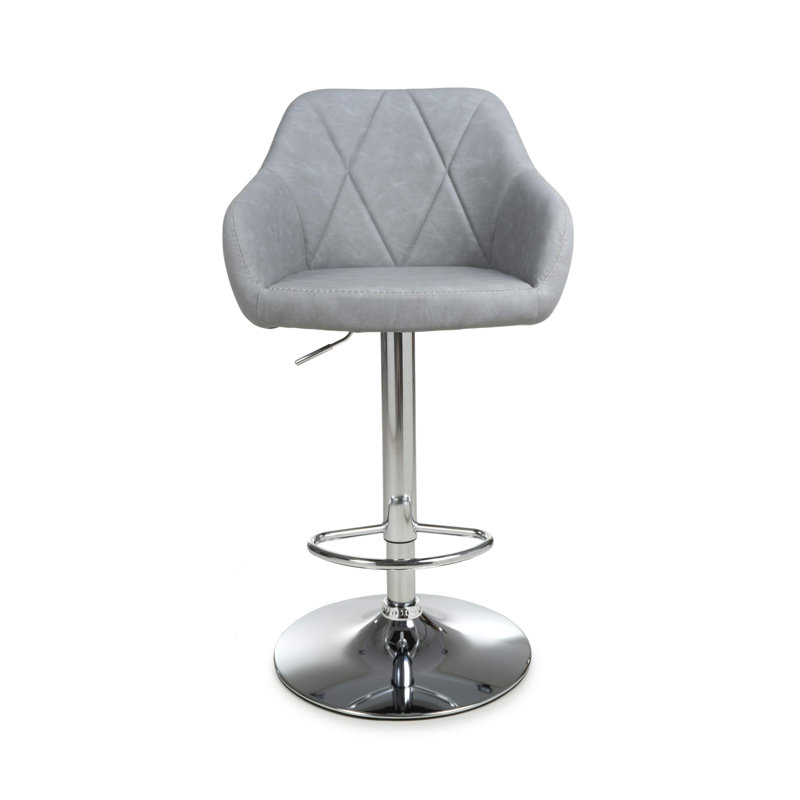 Clabo Swivel Upholstered Adjustable Height Counter Stool, Light Grey