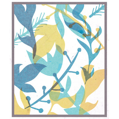 Reproduction de peinture sur toile tendue bleu marine / jaune / bleu marine