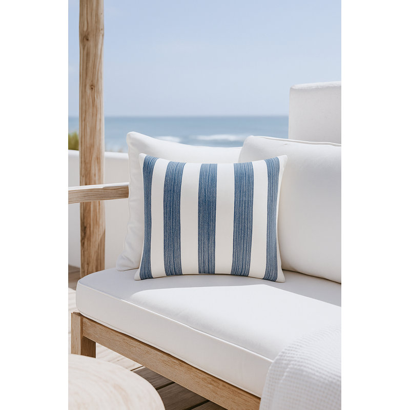 Mint Green Sardinia Stripe Indoor Outdoor Pillow 20x20, Blue, Square 20", Pillow Cover Only - No Insert