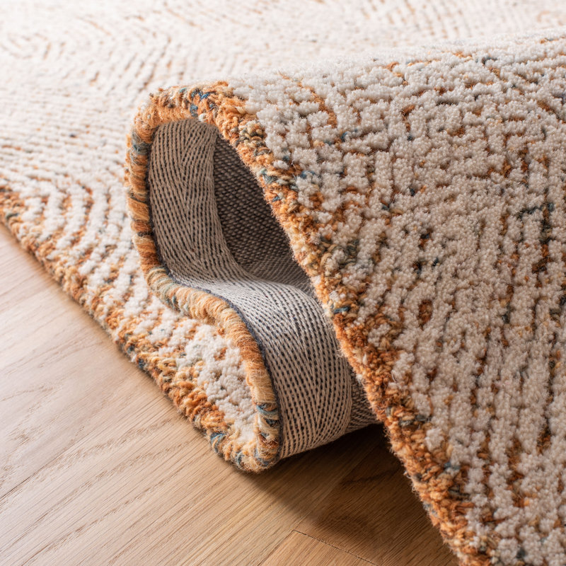 Tapis en laine touffeté à la main Cole, Carré 6 pi, Ivory/Rust