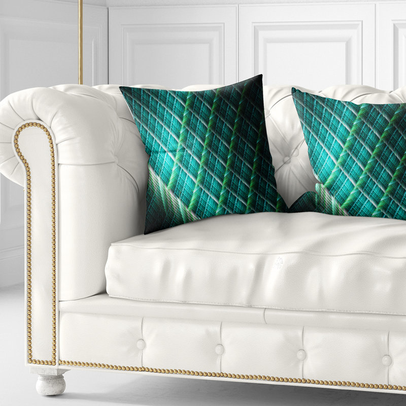 Motif de fractale verte - imprimé abstrait, 16 po x 1 po, Coussin décoratif