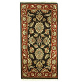 Hand Knotted Wool Area Rug in Black And Red