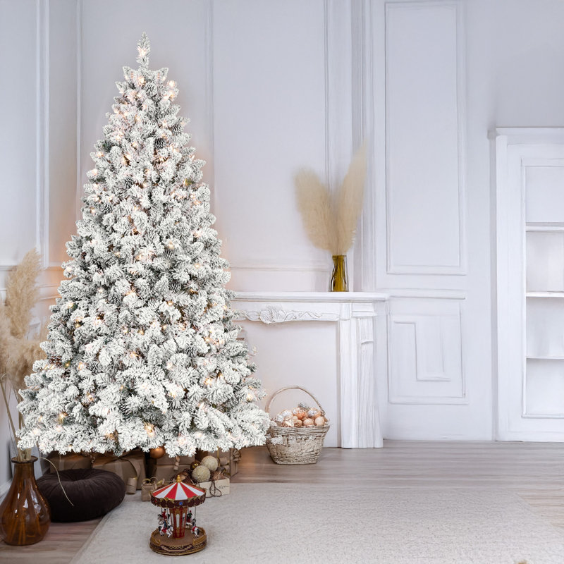 5FT Flocked Christmas Tree, Does Not Apply, 5', Not Pre-Lit