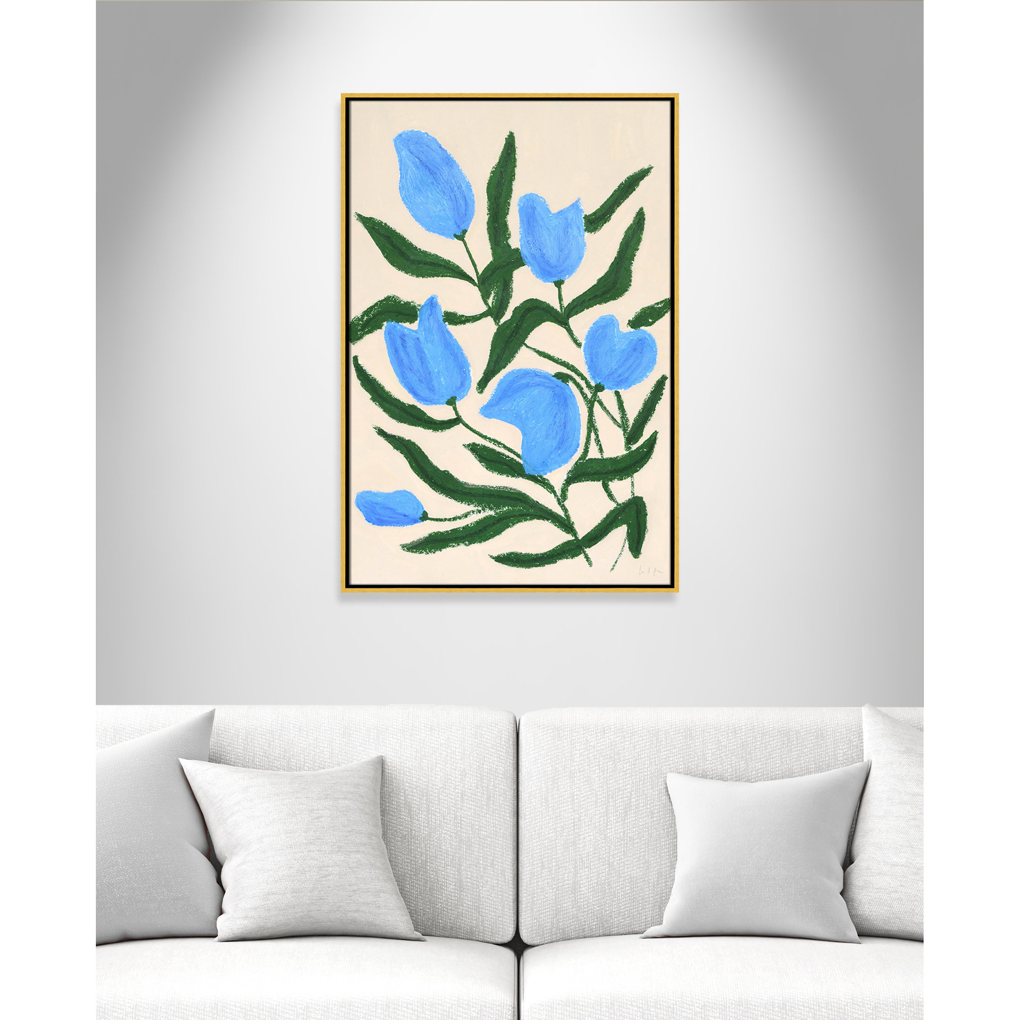 Blue Tulips Print by Camilla Bergqvist, 37.5" H x 25.5" W, Gold