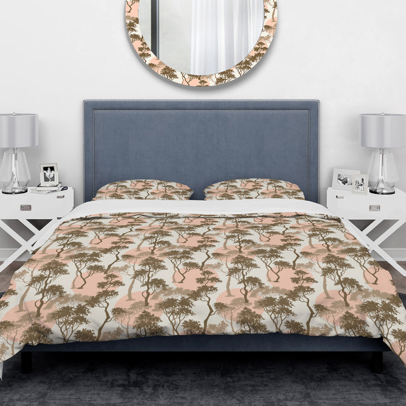 Ensemble de housse de couette designart trees under the full moon, Housse simple + 1 taie décorative