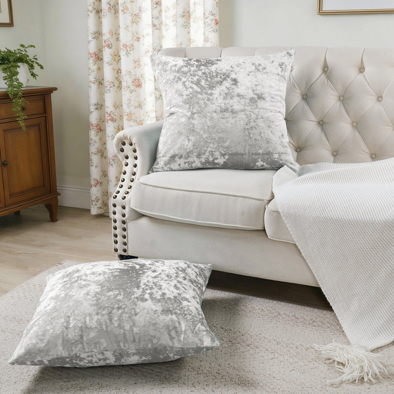 Housse de coussin en velours écrasé Euro, Argent argent