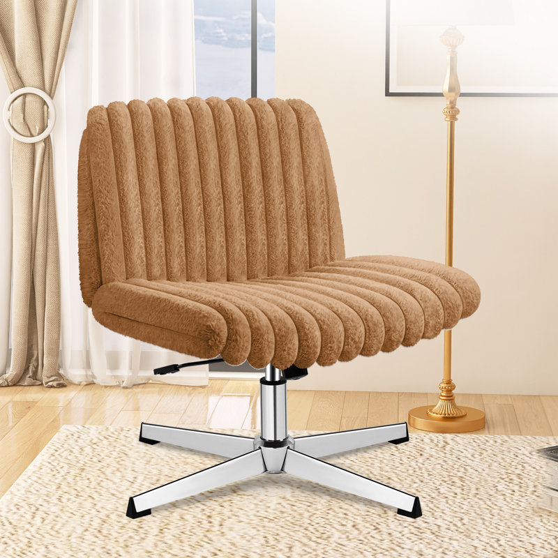 Fauteuil de bureau Huba, Argent argent, Brun-roux