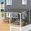 Pavillon de jardin mural 10 x 12 pi, toit rigide incliné à la pergola avec gouttières, auvent robuste pour la terrasse extérieure