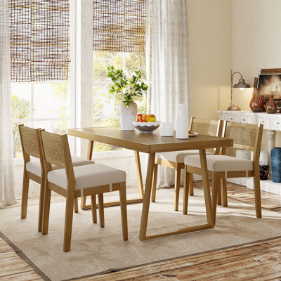 Pasiak 4 - Person Acacia Patio Dining Set with Rectangular Table , Cushions Included