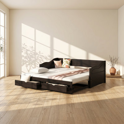 Lit de jour à 2 tiroirs en bois de pin massif L 76,4 po x P 78,2 po x H 29,1 po Lucky Furniture