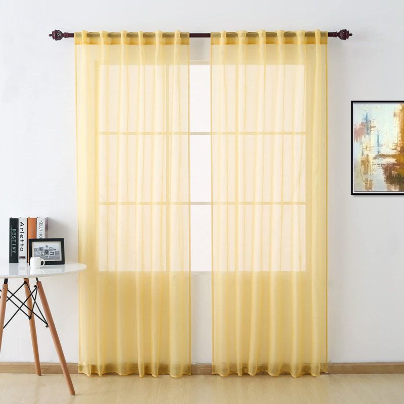 Semi Sheer Curtain Pair, White, 52" W x 84" L