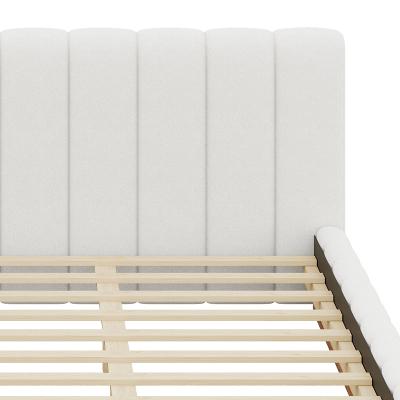 Structure de lit moderne tapissier avec conception à profil bas et base en bois