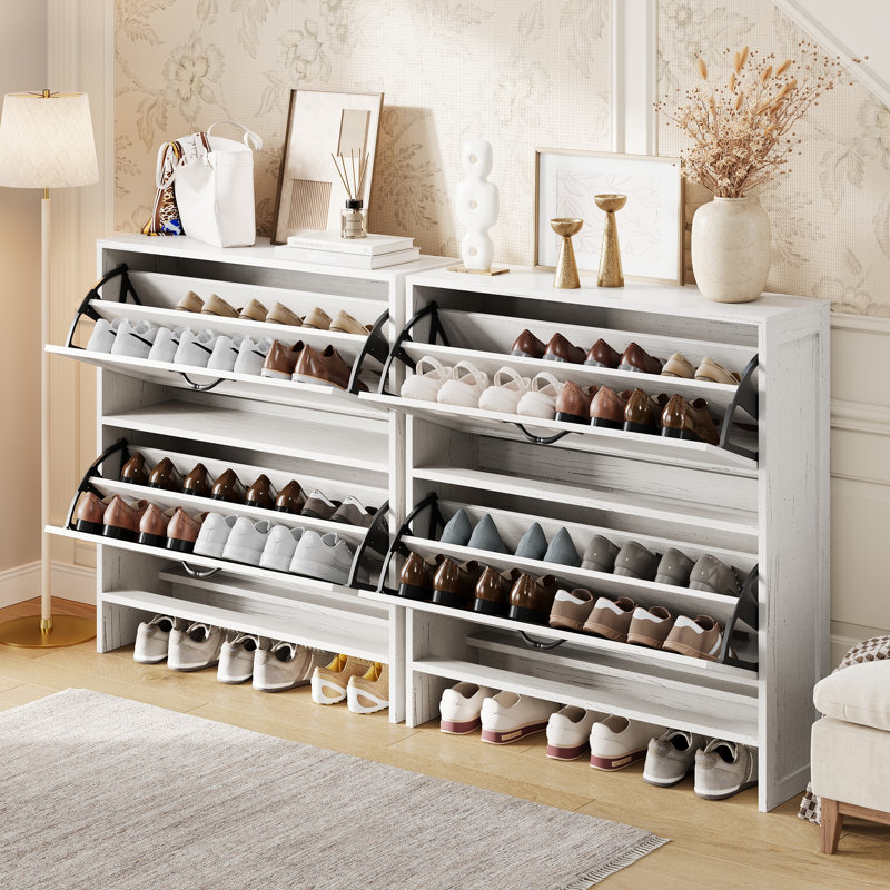 12 Pair Shoe Storage Cabinet, White