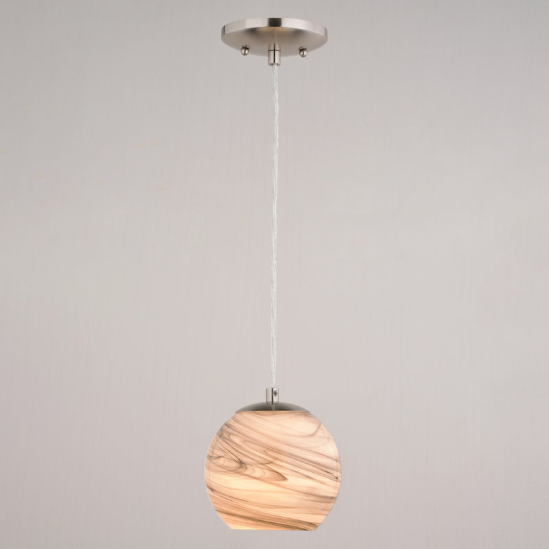 Luminaire suspendu simple à 1 lumière Milano, Nickel satiné