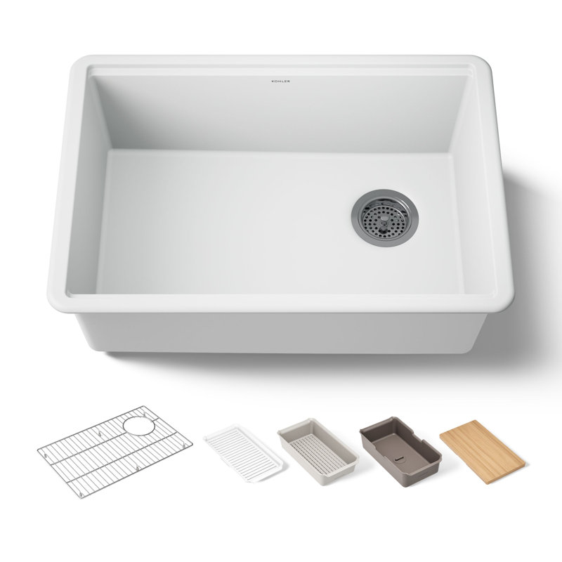 Billings Undermount Single-Bowl Workstation Kitchen Sink, White