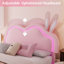 Structure de lit flottante pour enfant avec tête de lit DEL ajustable et revêtement en cuir Zoomie-354998221-354998218