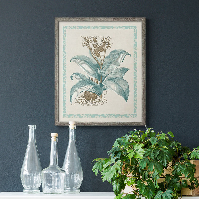 Toile de qualité supérieure Willow Blue Besler III - prête à être accrochée, Cadre d'angle fermé patiné, H 24 po x l 20 po