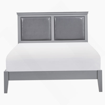 Mobilier de chambre à coucher classique à tête de lit tapissier à grand lit avec finition gris classique 1pc