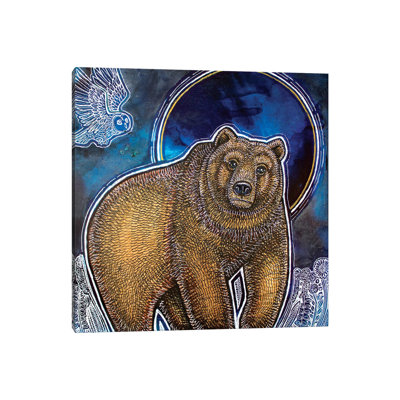 Bear And Blue Moon by Lynnette Shelley - Wrapped Canvas Painting
