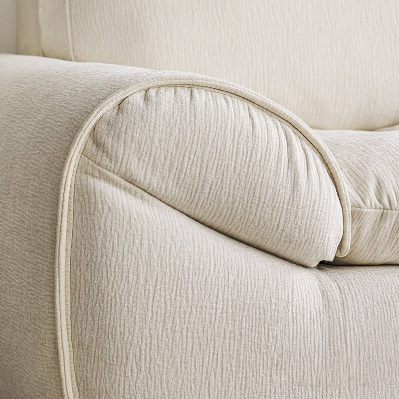 Causeuse-coussin en chenille blanche standard, H 33,86 po x l 84,65 po x P 37,4 po, Blanc