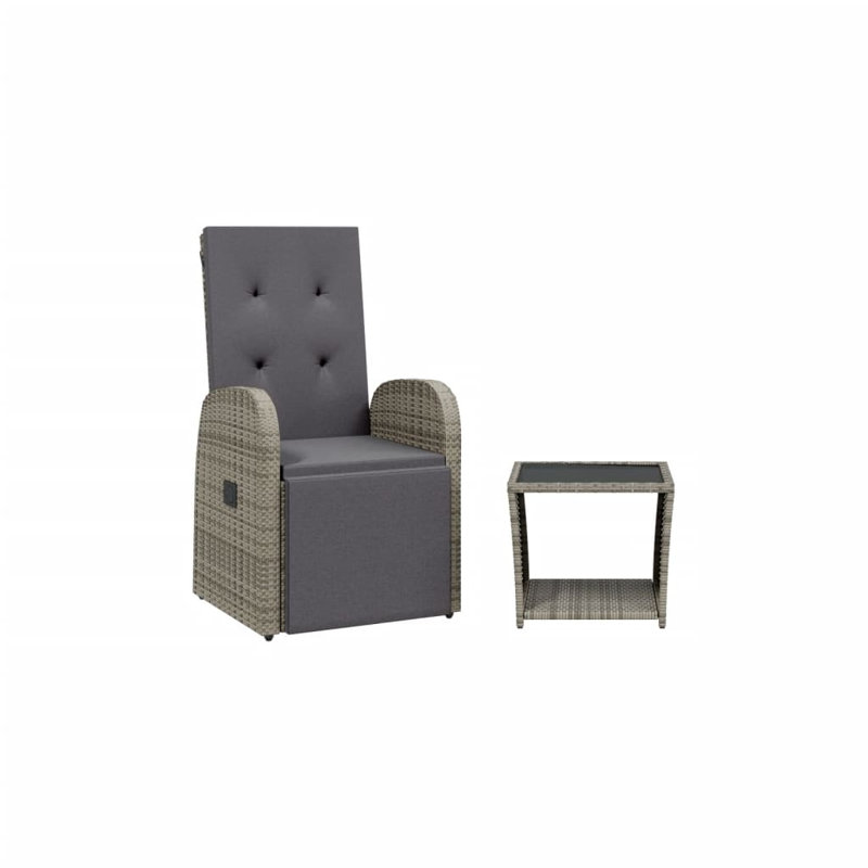 Red Barrel Studio® Patio Dining Set With Cushions Gray Poly Rattan, 1