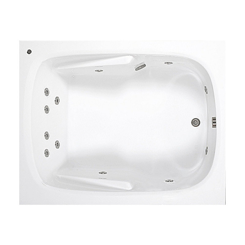 60" L x 48" W Alcove Whirlpool Acrylic Bathtub With Removable Acrylic Skirt in White, Left
