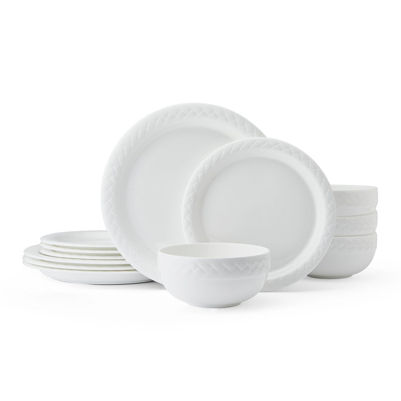Mikasa Shay 12-Piece Bone China Dinnerware Set, Service For 4