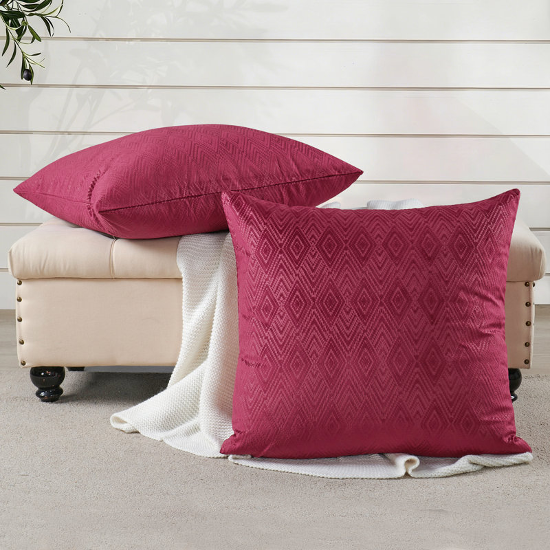Ikat Velvet Euro Throw Pillow Covers, Garnet