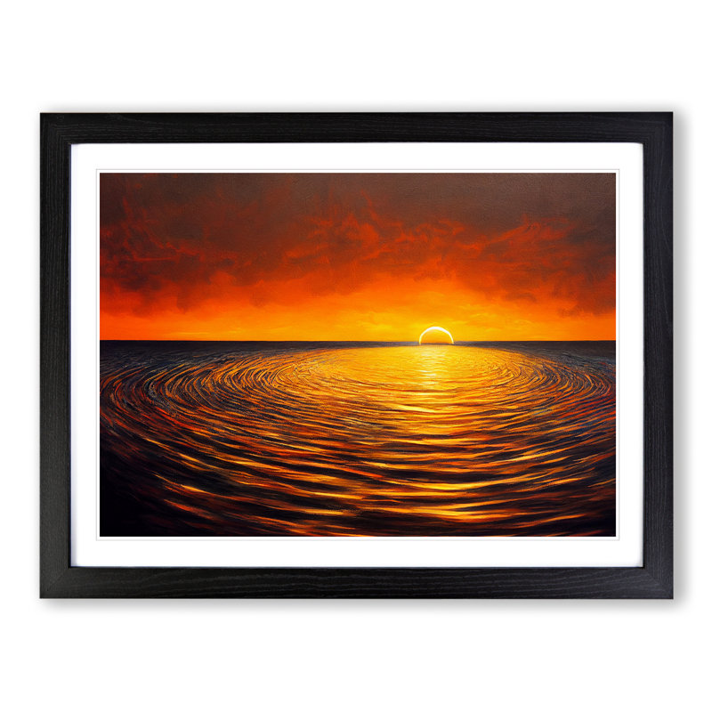 Fascinating Sunset Seascape - Framed Print, 25cm H x 34cm W x 2cm D, Black Framed