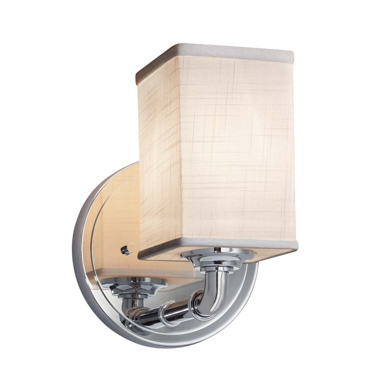 Appliquee à bras 1 lumières Kenyon, Blanc, Chrome poli, Incandescent