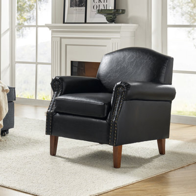 Mooresville 31" W Faux Leather Armchair with Solid Wood Legs by Laurel Foundry Modern Farmhouse