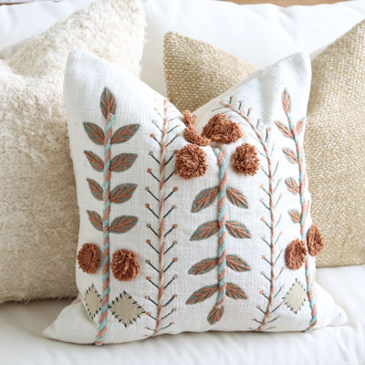 Handwoven Abstract Cotton Pillow Cover Boho Textured Neutral