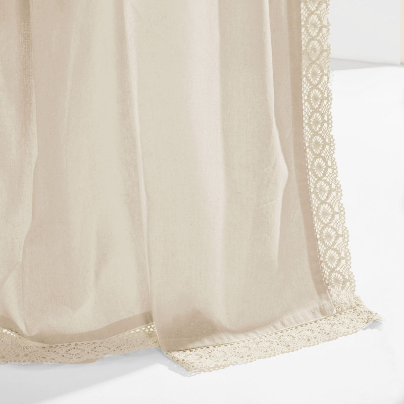 Rosalie Semi Sheer Curtain Pair, 54"W x 45"L, Ivory