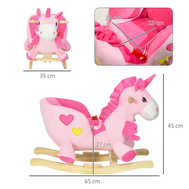Besly Rocking Horse Kids Plush Rocking Unicorn Songs 18-36 Months Pink