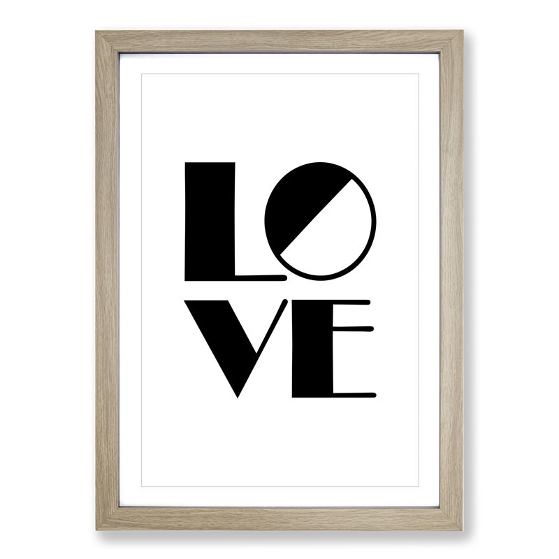 Love Block - Picture Frame Typography, 65cm H x 48cm W x 2cm D, Oak Framed
