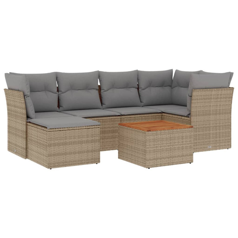  Ensemble de canapé de jardin en mélange de PE et de rotin beige