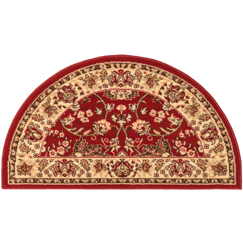 Bhatari Oriental Burgundy Area Rug, Half-circle 2'2" x 3'7", Burgundy