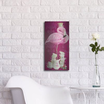  'Flamingo China' by Heather Gauthier Art Metal Wall Art, 12" x 24"