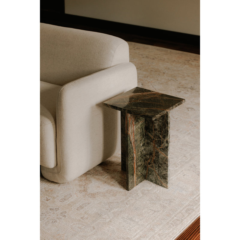 Green Marble Semi-Gloss Contemporary Side Table
