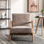 Chaise d'appoint Camel avec accoudoirs à cadre ouvert de style Mid-Century moderne et coussin en microfibre pour une ambiance de chambre à coucher, rembourrage en mousse et détente dans le salon