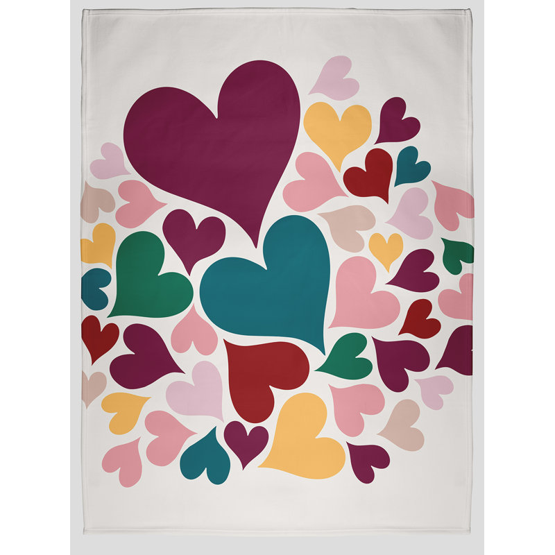 Jeté Hearts All Around Valentine's Day, Magenta, L 30 po x L 39,75 po