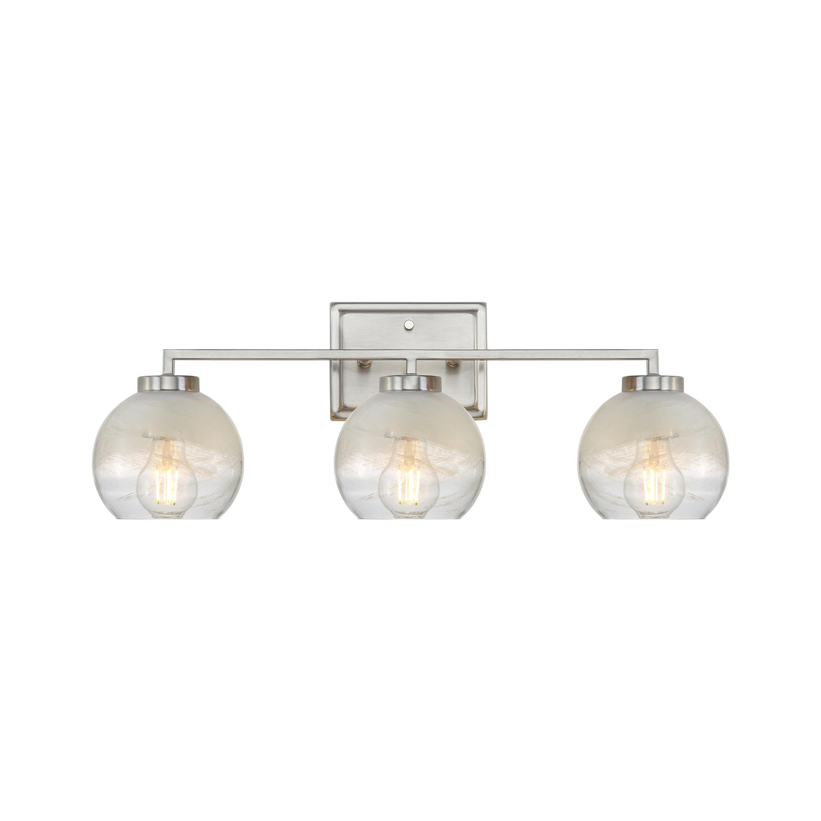 Nella 3 Light Bath Vanity in with Alabaster Shade, Pewter