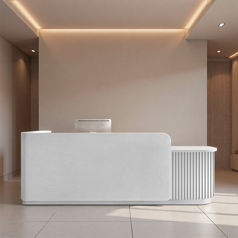 Bureau de réception moderne pour le bureau ou le hall d'entrée - Bureau de réception contemporain, style minimaliste, White