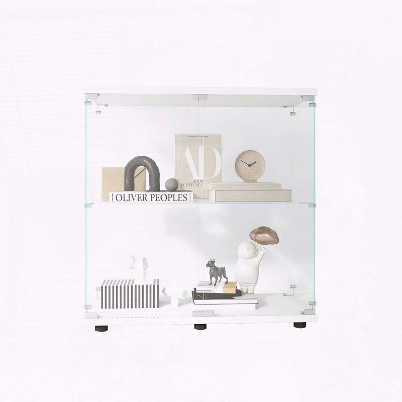 Vitrine en verre 2 couches avec serrure et verre trempé