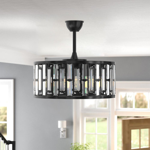 Everly Quinn Amarlia 18'' Modern Bladeless Ceiling Fan with Crystal ...