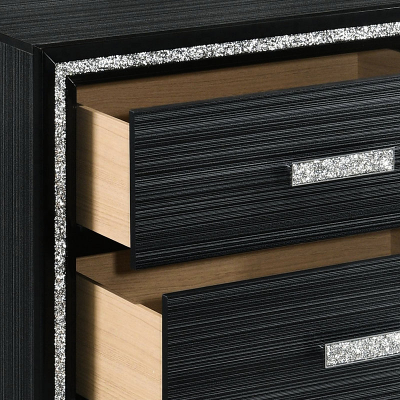 Table de chevet moderne noir patiné 2 pour la chambre à coucher - Vaste rangement avec mécanisme d'arrêt 2, attrayant